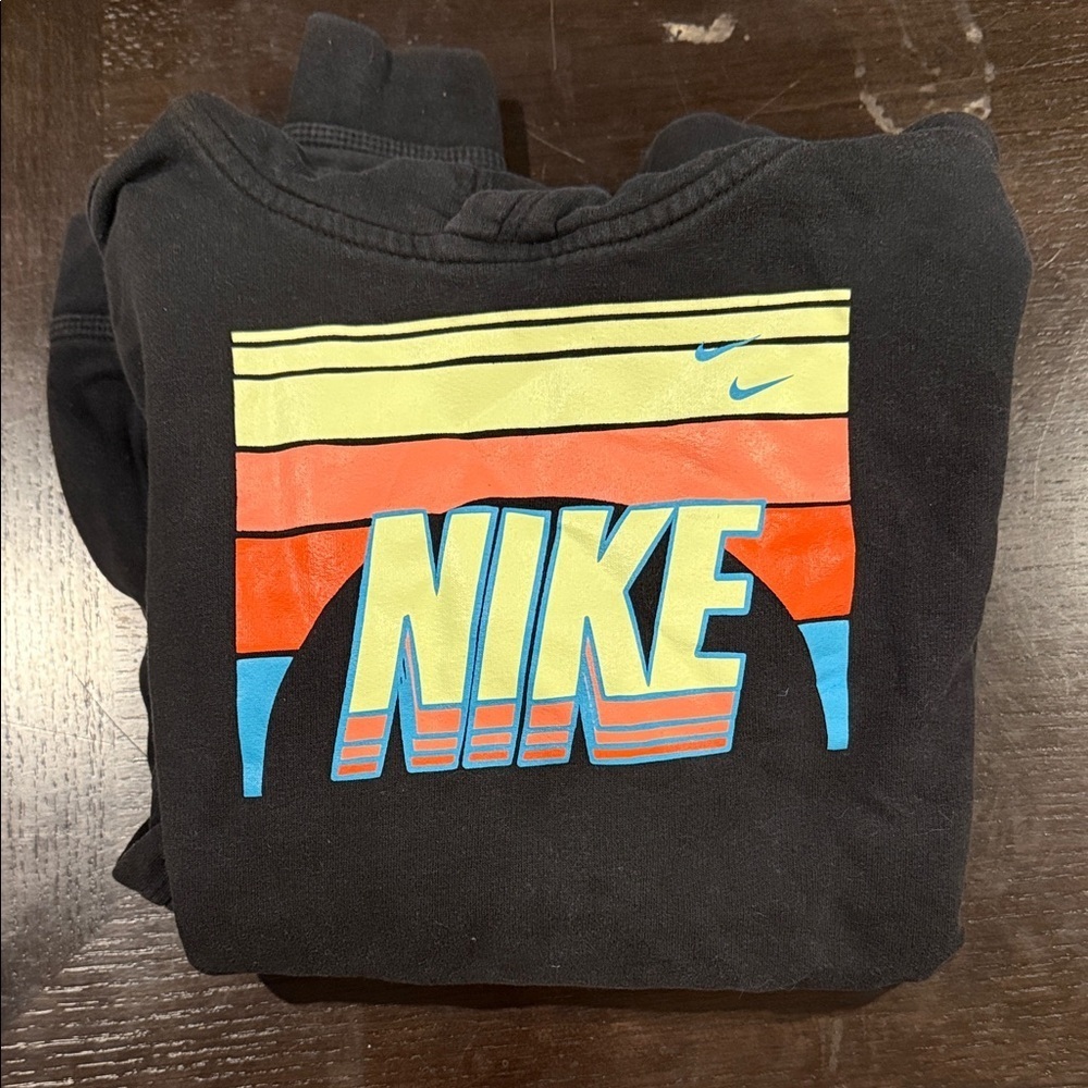 Nike Black Sweatshirt with Multicolor Stripes Youth XL Hoodie orange blue - Picture 2 of 6